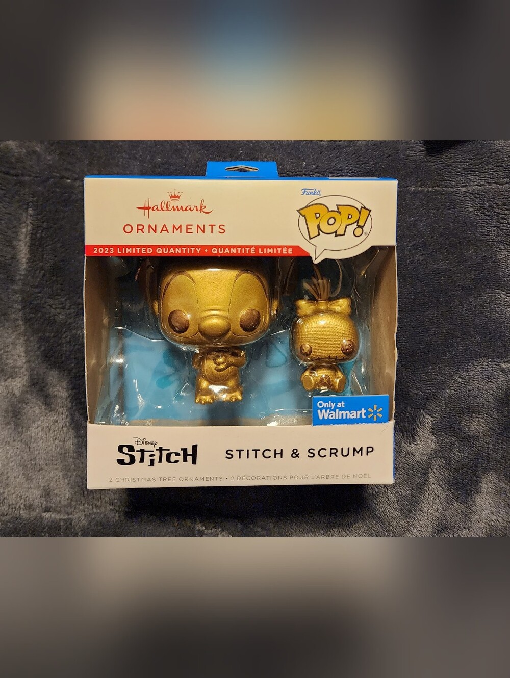 2023 Hallmark Funko Pop Gold **CHASE** Stitch & Scrump Christmas Ornament Pair